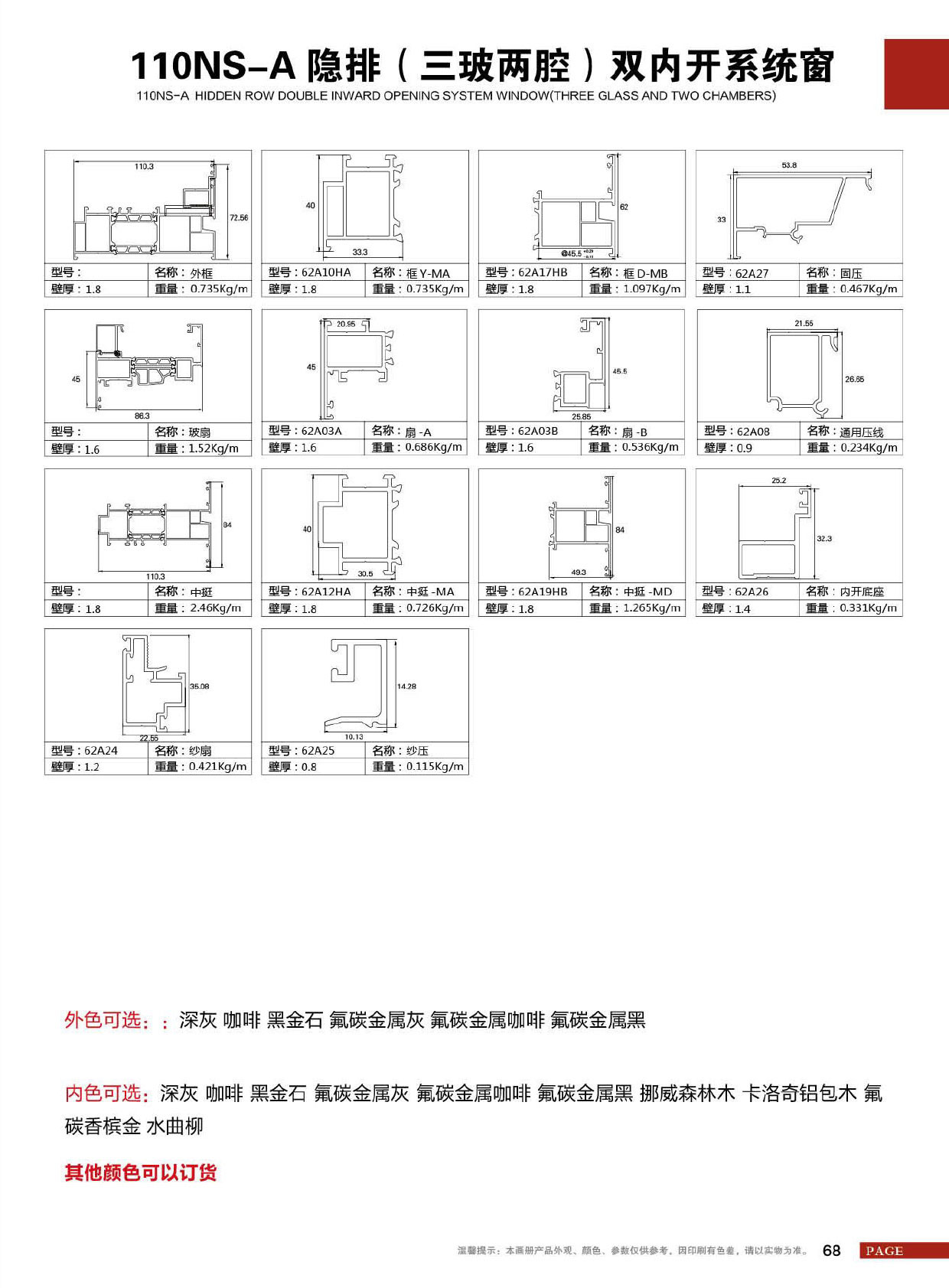 110NS-A隐排(三玻两腔)双内开系统窗