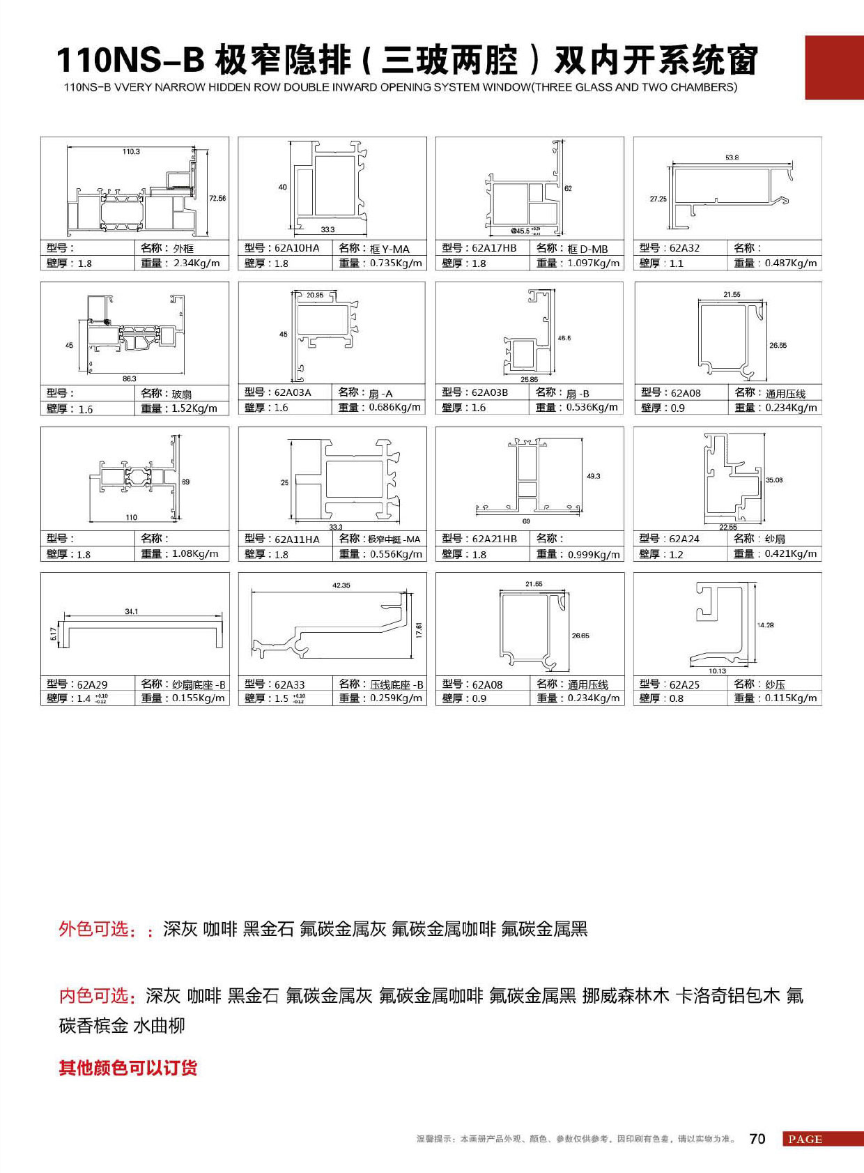 110NS-B极窄隐排(三玻两腔)双内开系统窗