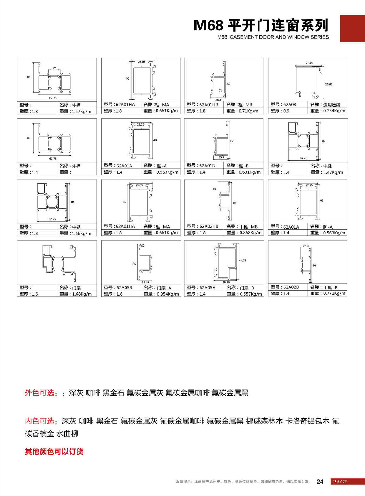 M68平开门连窗系列